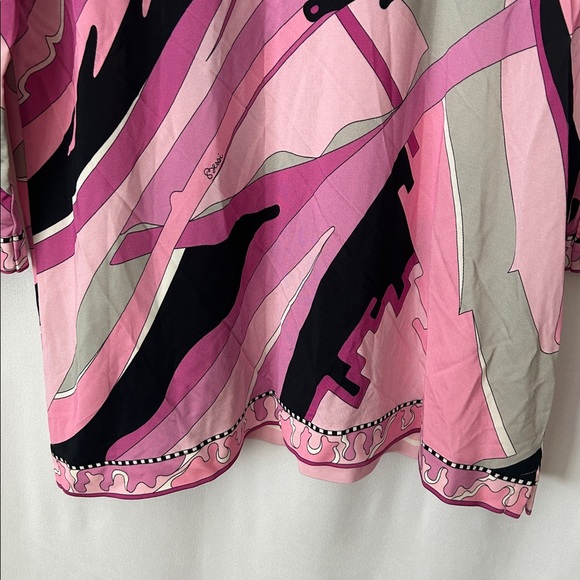 Averardo Bessi Pink/Gray Abstract Pattern Long Sleeve Tunic Shirt Top **Sz 16** - Picture 4 of 12